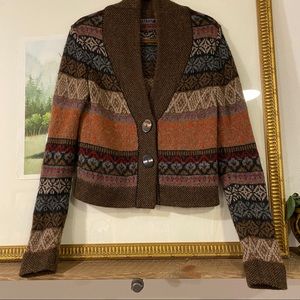 Peruvian Connection Alpaca Cardigan Sweater Crop